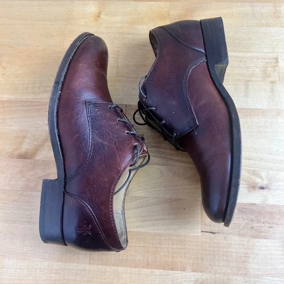 Frye Oxford Dark Brown Leather Melissa Lace Up Derby Shoes Womens Size 6 - Picture 7 of 10